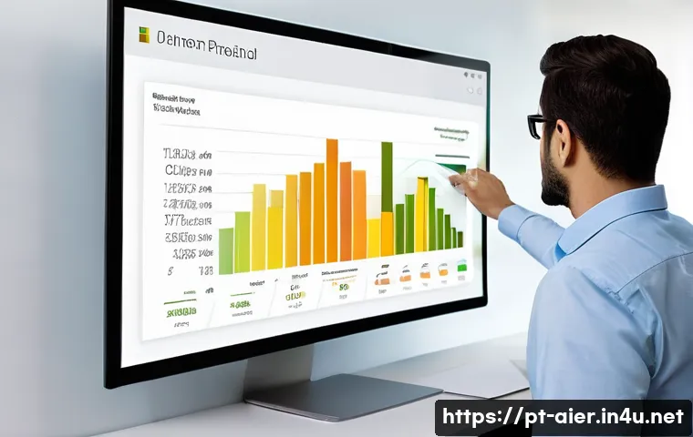머신러닝 프로젝트의 데이터 시각화 전략 - A vibrant interactive data analysis dashboard showcasing a variety of charts including scatter plots...