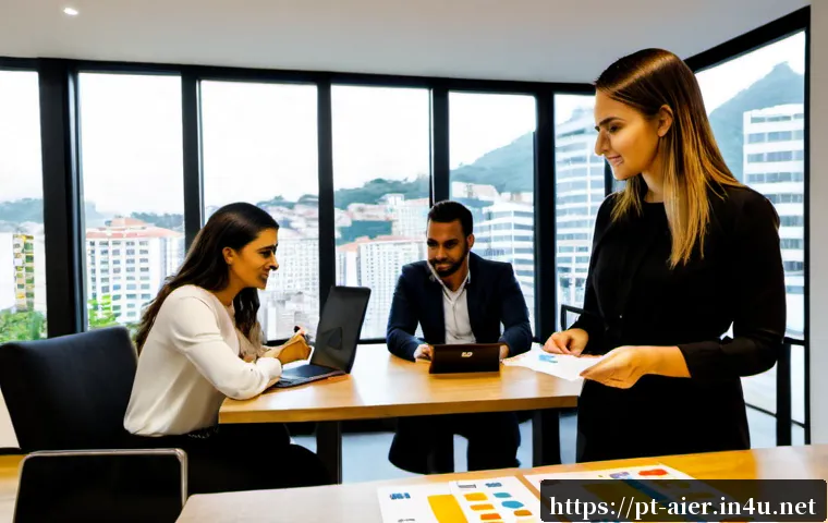 AI 프로젝트 성공을 위한 체크리스트 - Photorealistic Brazilian technology startup team in a bright São Paulo coworking studio, diverse pro...